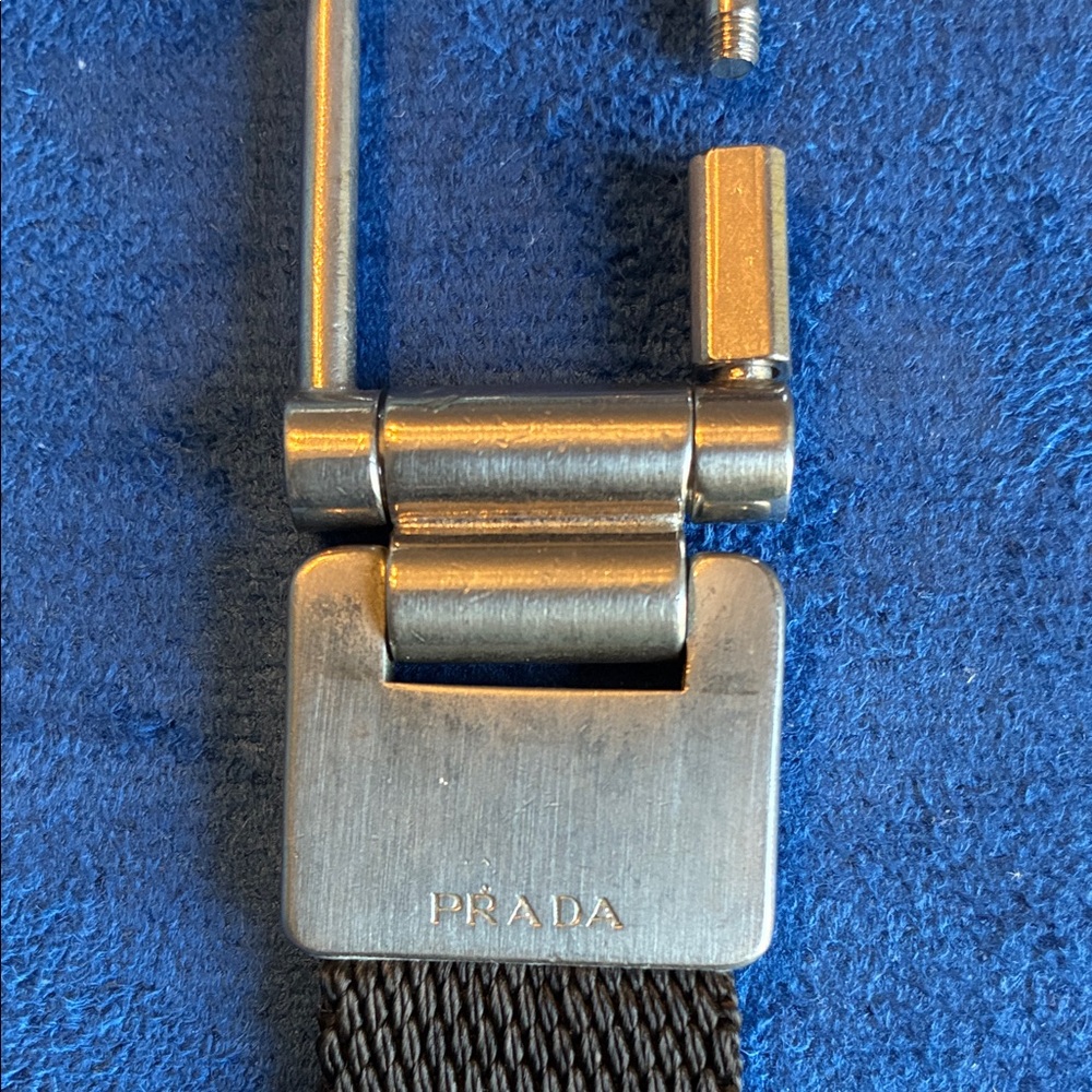 Prada Black Strap Keychain with Silver Screw Hook New - Picture 2 of 3